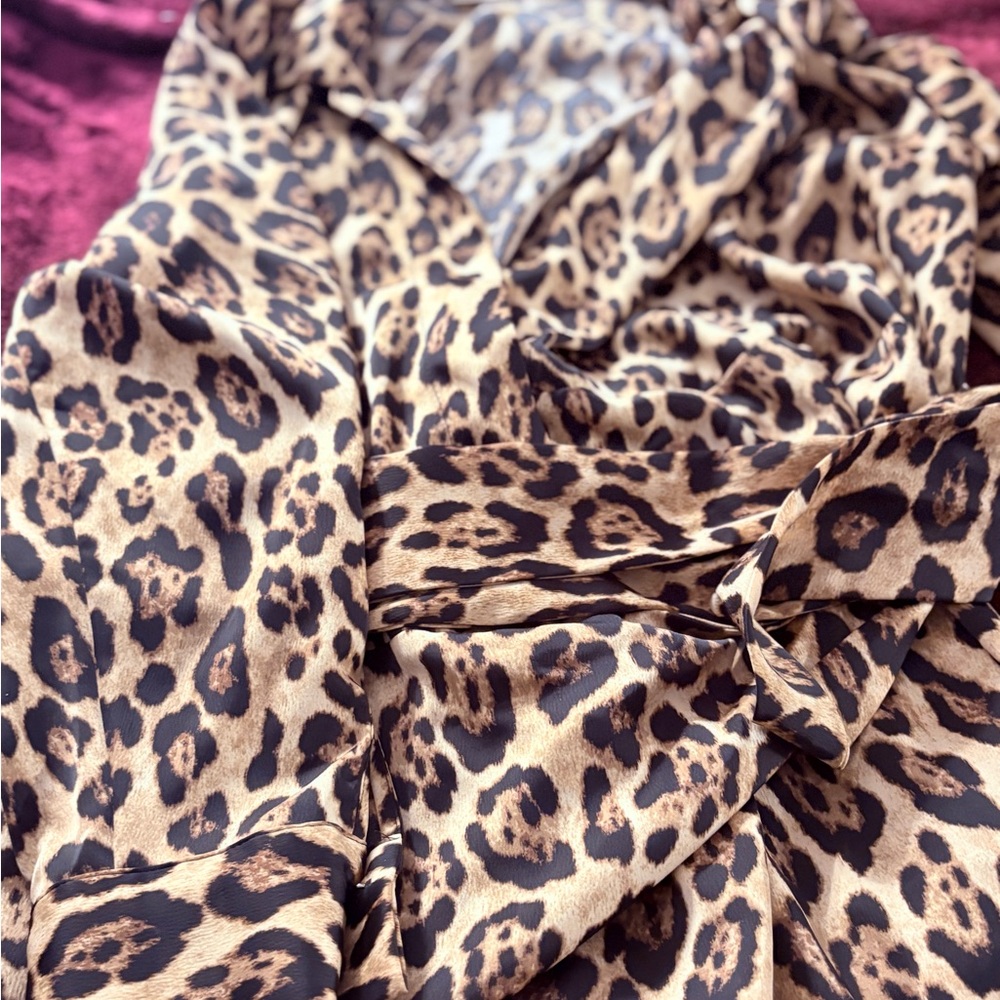 Leopard Print Wrap Dress - Picture 2 of 6